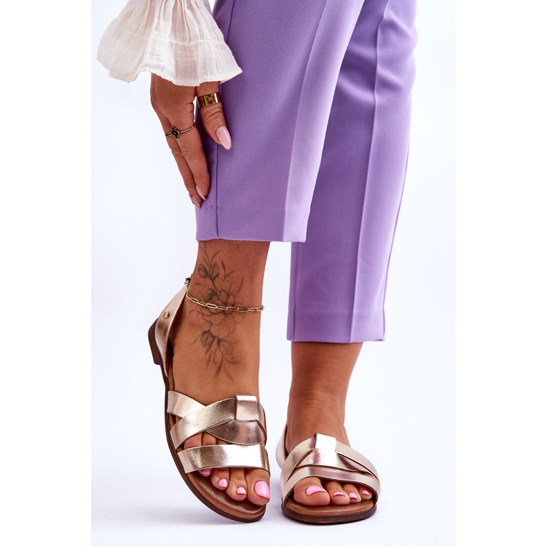 Zazoo Cómodas sandalias doradas sin cordones de cuero Kayla dorado 1