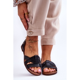 Zazoo Cómodas sandalias sin cordones Kayla de cuero negro 1