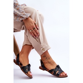 Zazoo Cómodas sandalias sin cordones Kayla de cuero negro 4