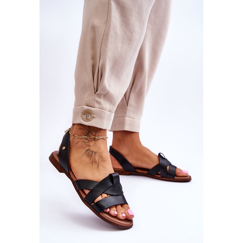 Zazoo Cómodas sandalias sin cordones Kayla de cuero negro 2