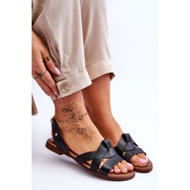 Zazoo Cómodas sandalias sin cordones Kayla de cuero negro 5