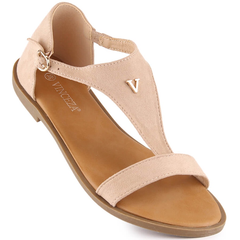 Sandalias mujer planas ante beige Vinceza 17270 1