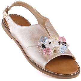 Sandalias metalizadas planas con cristales Vinceza W 17238 oro dorado 1 Sandalias metalizadas planas con cristales Vinceza W 17238 oro dorado 1