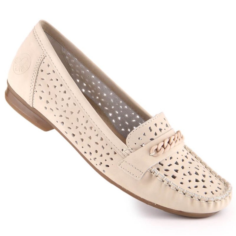 Cómodos mocasines calados Rieker W 40068-60 beige 1