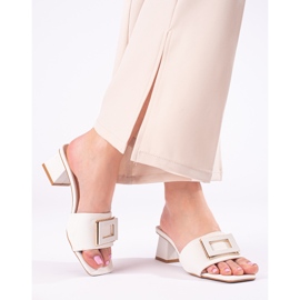 Pantuflas de mujer con tacón bajo Shelovet blanco 1