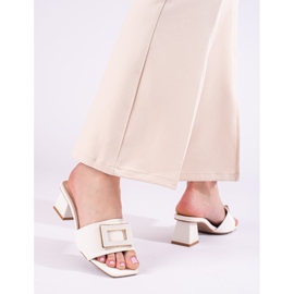 Pantuflas de mujer con tacón bajo Shelovet blanco 2