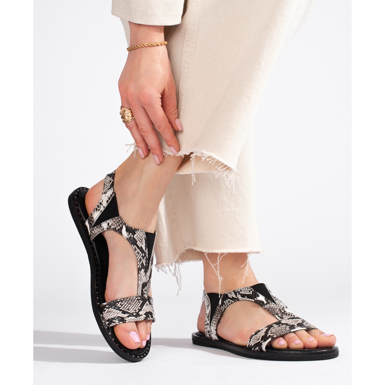 Sandalias planas Shelovet serpiente gris 1