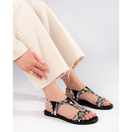 Sandalias planas Shelovet serpiente gris 2