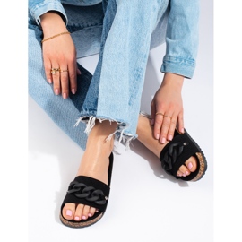 W. Potocki Slippers de mujer en ante negro con cadena Potocki 1 W. Potocki Slippers de mujer en ante negro con cadena Potocki 1