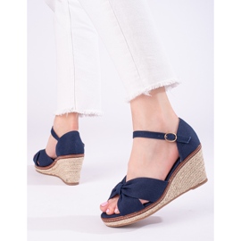 Sandalias tipo alpargata con cuña azul marino de Shelovet 2