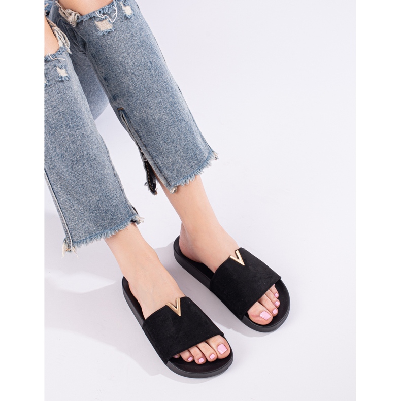 Clásicas zapatillas Shelovet de mujer en ante negro 1