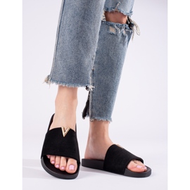 Clásicas zapatillas Shelovet de mujer en ante negro 3