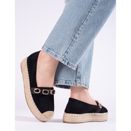 Alpargatas de mujer con plataforma Shelovet ante negro 2