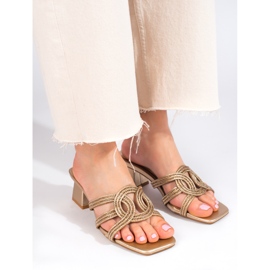 Elegantes zapatillas de estar por casa Shelovet doradas para mujer dorado 1