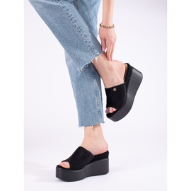 Sandalias de cuña alta negras de Shelovet negro 3