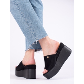 Sandalias de cuña alta negras de Shelovet negro 2