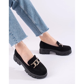 Mocasines de ante negro con plataforma Shelovet 1