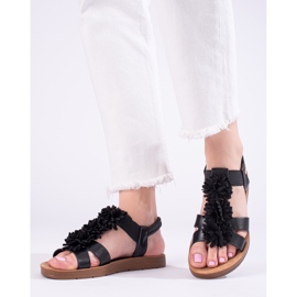 Sandalias de mujer negras con flores Shelovet negro 2