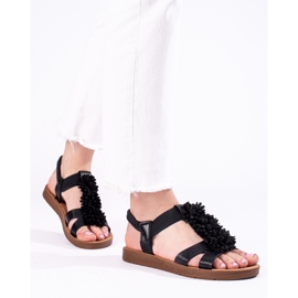 Sandalias de mujer negras con flores Shelovet negro 3