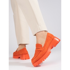 Mocasines naranjas de ante de Shelovet 1