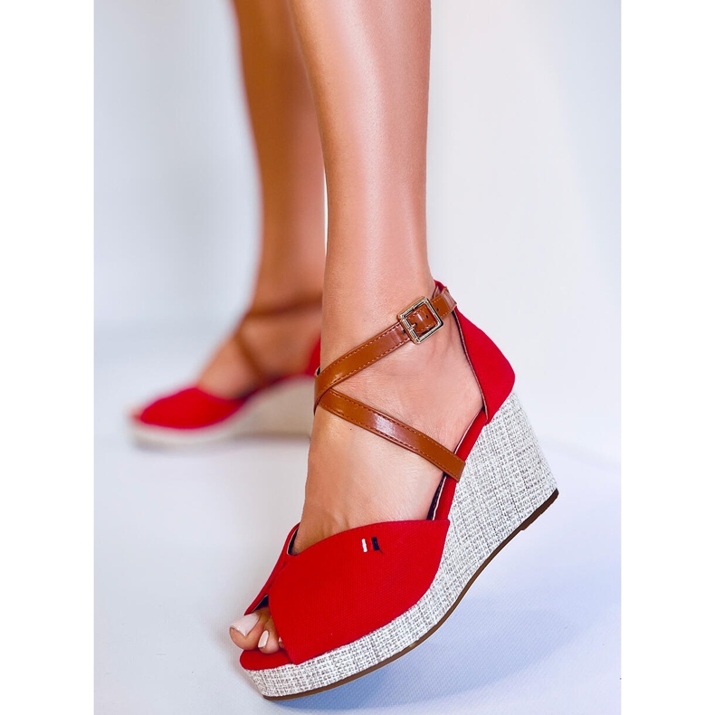 Sandalias de cuña con puntera abierta Berna Red rojo 2
