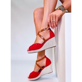 Sandalias de cuña con puntera abierta Berna Red rojo 3