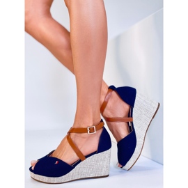 Sandalias de cuña con puntera abierta de Berna Navy azul 3