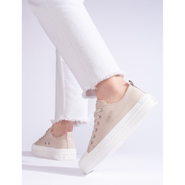 Zapatillas de mujer en la plataforma beige Big Star LL274969 1