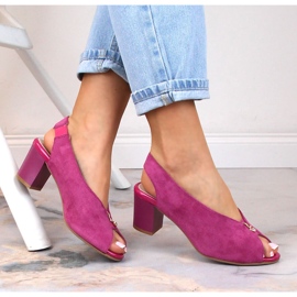 M. DASZYŃSKI Sandalias slip-on de ante fucsia M.Daszyński SA169-6 rosado 3