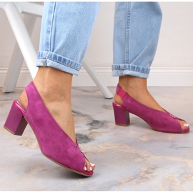 M. DASZYŃSKI Sandalias slip-on de ante fucsia M.Daszyński SA169-6 rosado 4