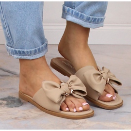 Sandalias planas de mujer con lazo beige eVento 5479 8