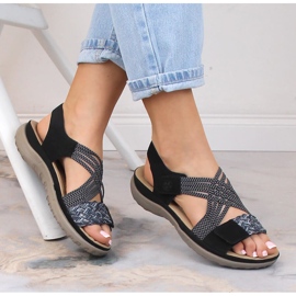 Sandalias mujer cómodas negras con velcro Rieker 64889-00 negro 5