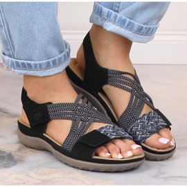 Sandalias mujer cómodas negras con velcro Rieker 64889-00 negro 7
