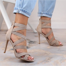 Sandalias mujer tacón ante beige Potocki LE20016 5