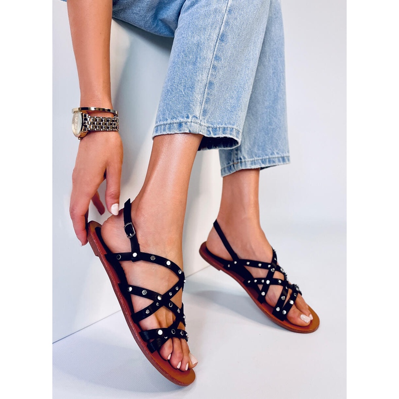 Sandalias romanas negras Capriati negro 2