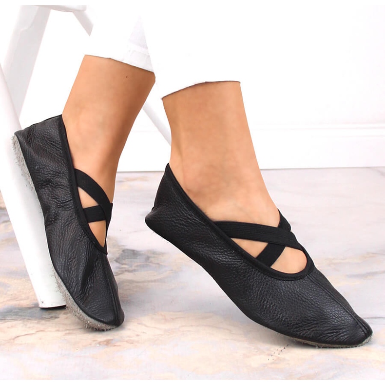 Bailarinas mujer piel con elasticos negros Nazo 1 Bailarinas mujer piel con elasticos negros Nazo 1