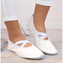 Bailarina de mujer en piel con elásticos, blanca Nazo blanco 5