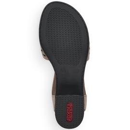 Rieker 64677-64 Sandalias beige de piel con tacón y elástico 6