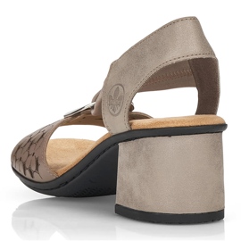 Rieker 64677-64 Sandalias beige de piel con tacón y elástico 4