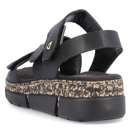 Sandalias de mujer cómodas en una plataforma de velcro negro Rieker V2301-00 7