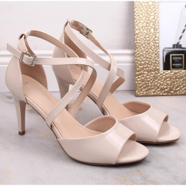 Sandalias mujer tacón lacado beige Sergio Leone SK431 2