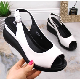 Sandalias mujer cuña blancas Sergio Leone SK853 blanco 1