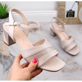 Elegantes sandalias de mujer en un poste beige Sergio Leone SK897 1