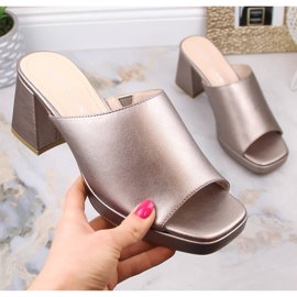 Zapatillas de casa de mujer Sergio Leone KL322 platino en un poste con una banda elástica plata 3