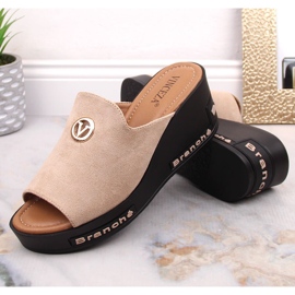 Zapatillas casa cuña mujer ante beige Vinceza 10907 3