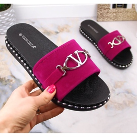 Babucha mujer en ante con adorno fucsia Vinceza 30183 rosado 2