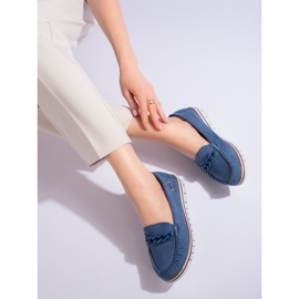 Mocasines mujer ante calado Shelovet azul marino 3