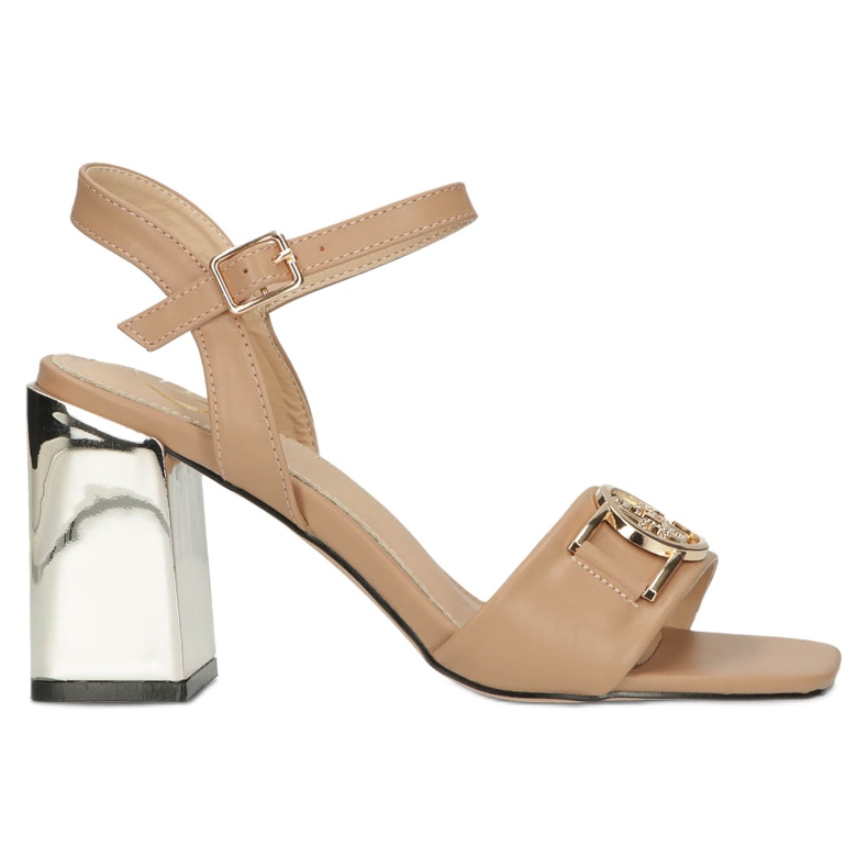 Filippo Sandalias femeninas en un poste dorado con un adorno DS4502 beige 6