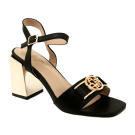 Filippo Sandalias de mujeres en un poste dorado con un adorno DS4502 BK Negro 1 Filippo Sandalias de mujeres en un poste dorado con un adorno DS4502 BK Negro 1