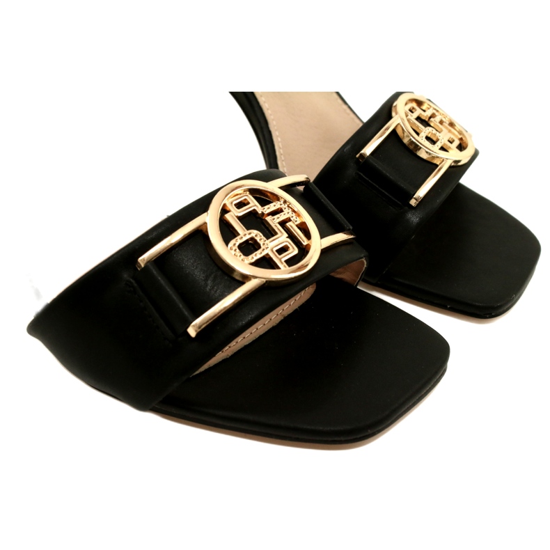 Filippo Sandalias de mujeres en un poste dorado con un adorno DS4502 BK Negro 4 Filippo Sandalias de mujeres en un poste dorado con un adorno DS4502 BK Negro 4